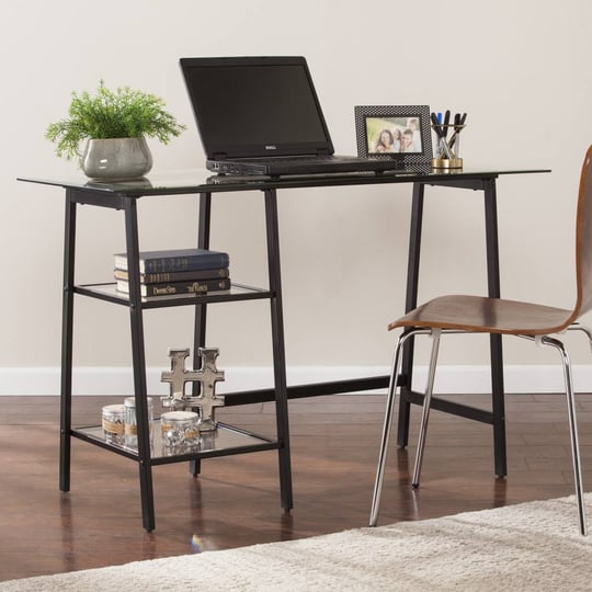 homeroots-black-a-frame-metal-and-glass-writing-desk-1