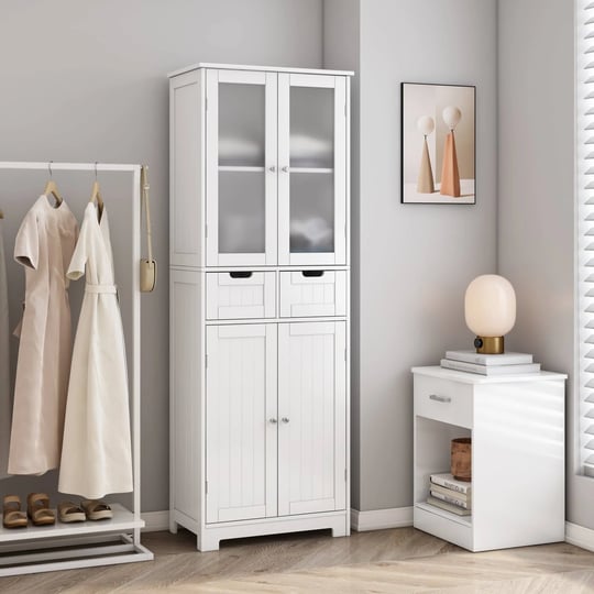 homfa-4-doors-linen-storage-cabinet-3-tier-wood-tall-cabinet-cupboard-with-2-drawers-for-living-room-1
