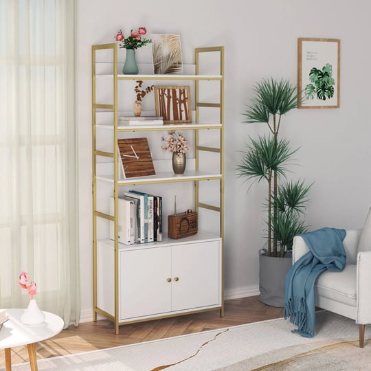 homfa-gold-bookshelf-4-tier-white-standard-bookcase-with-storage-cabinet-modern-iron-book-shelves-di-1