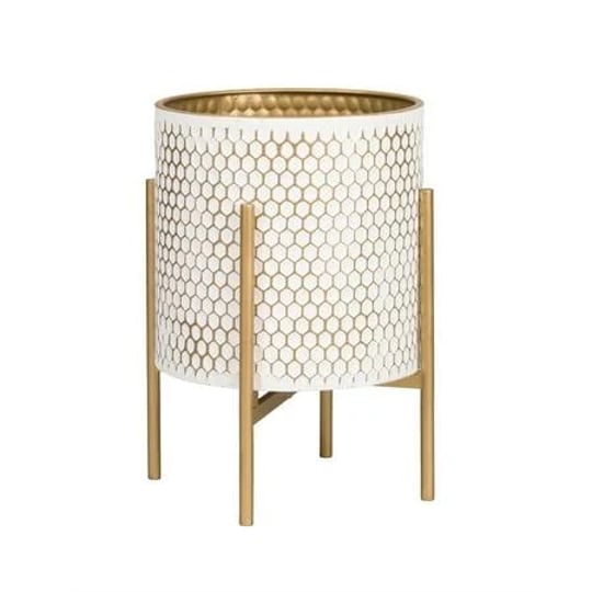 honeycomb-mid-century-modern-indoor-planter-with-4-leg-gold-metal-base-size-18-inch-h-x-13-75-inch-w-1