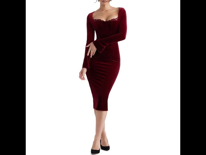 house-of-cb-lace-trim-long-sleeve-velvet-midi-dress-wine-1