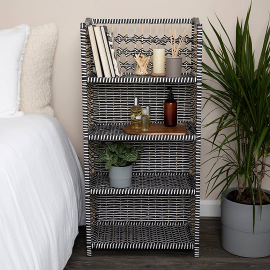 household-essentials-woven-accent-shelf-black-and-white-paper-rattan-1
