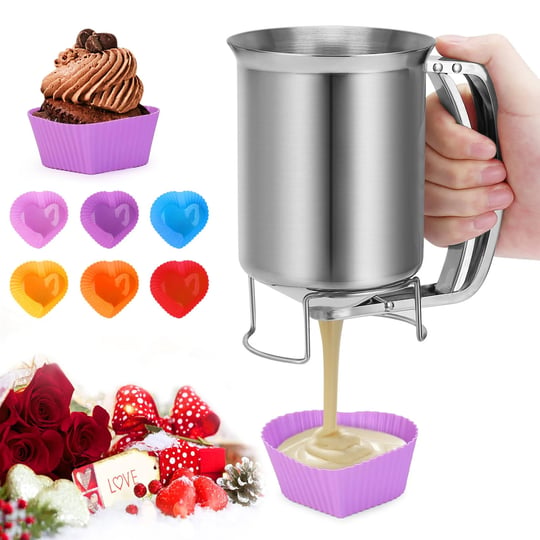 houzemann-2-in-1-stainless-steel-800ml-batter-dispenser-with-squeeze-handleunbreakable-pancake-poure-1