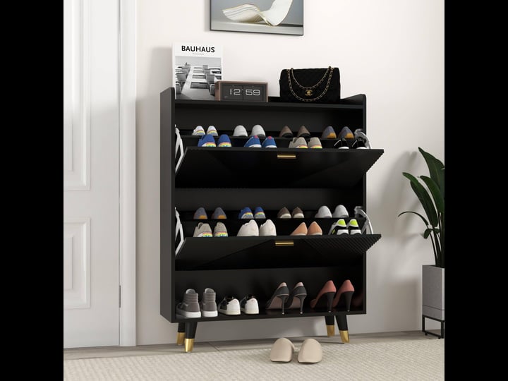 howcool-shoe-cabinet-with-2-flip-drawers-cubby-and-shelf-slim-wooden-freestanding-narrow-storage-sho-1