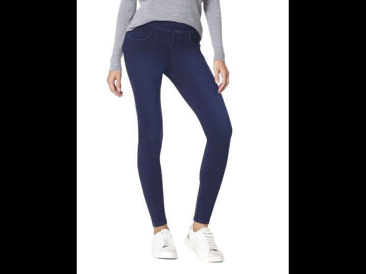 hue-womens-game-changing-denim-high-rise-leggings-dark-rinse-wash-size-m-1
