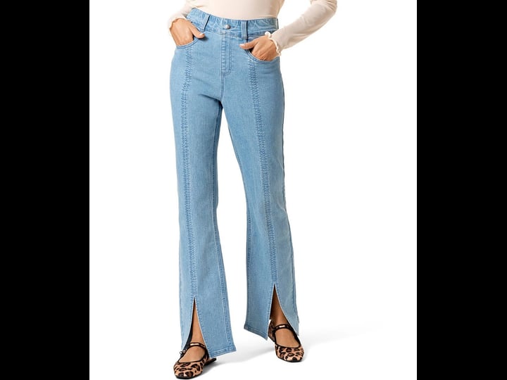 hue-womens-high-rise-straight-leg-denim-leggings-classic-linen-size-m-1