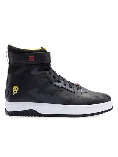 hugo-mens-basketball-inspired-high-top-trainer-sneakers-with-branded-details-black-size-11