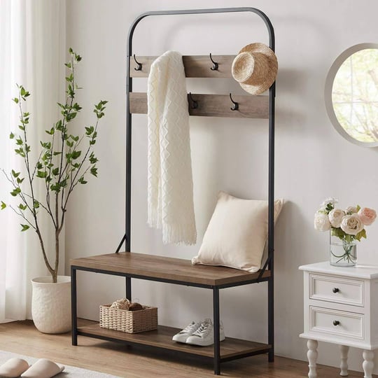 ibf-coat-rack-with-shoe-bench-modern-hall-tree-with-storage-bench-for-entryway-industrial-metal-and--1