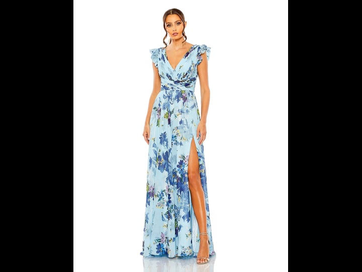 ieena-for-mac-duggal-floral-flutter-sleeve-chiffon-gown-in-blue-multi-at-nordstrom-size-13