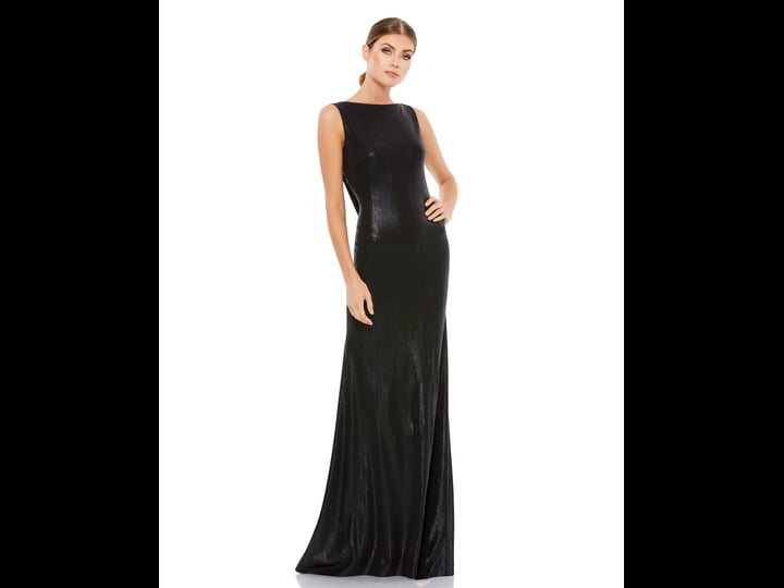 ieena-for-mac-duggal-metallic-cowl-back-column-gown-in-black-size-1