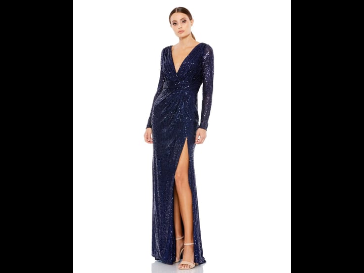 ieena-for-mac-duggal-plus-size-sequined-long-sleeve-wedding-guest-gown-in-black-size-15