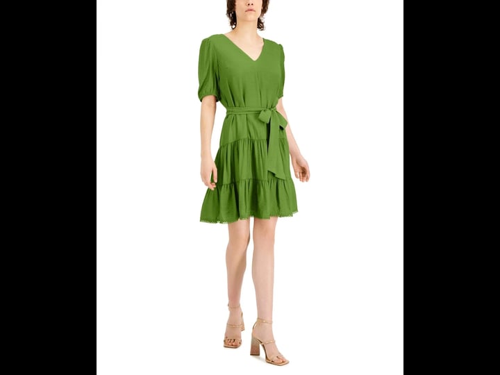 inc-womens-tiered-v-neck-a-line-dress-green-size-small-1