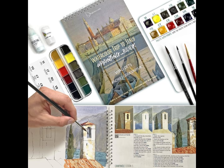 insparea-watercolor-set-watercolour-trip-to-italy-painting-set-for-adults-paint-kit-with-coloring-tu-1