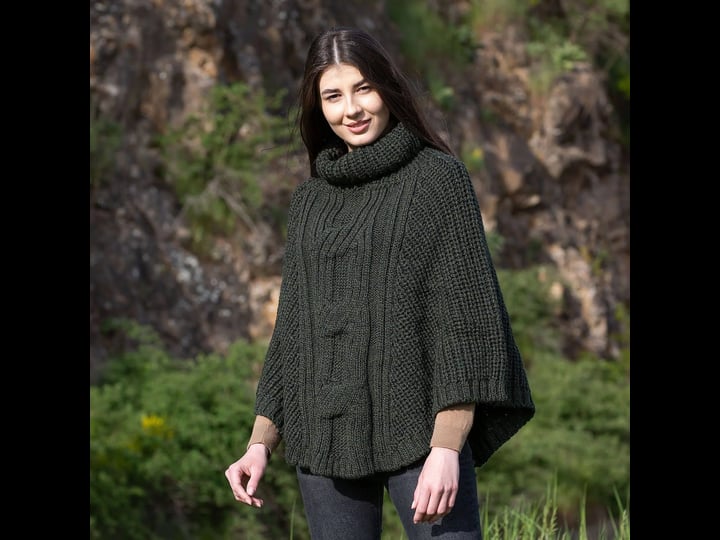 irish-shawl-merino-wool-cable-knit-cowlneck-ladies-poncho-grey-1