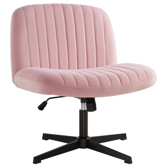 iwmh-ergonomic-armless-desk-chair-no-wheels-pink-velvet-upholstered-swivel-vanity-chair-for-all-ages-1