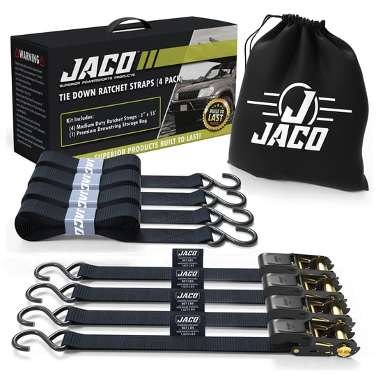 jaco-heavy-duty-ratchet-straps-1-6-in-x-8-ft-4-pack-tie-down-kit-with-soft-loops-5208-lbs-black-1