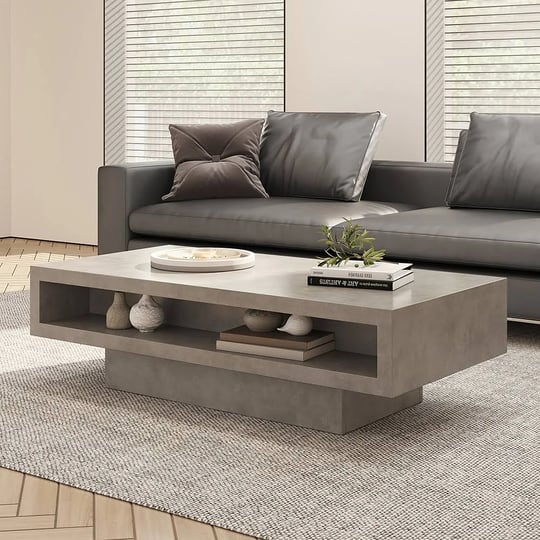 japandi-rectangle-concrete-gray-coffee-table-with-2-drawers-open-storage-1