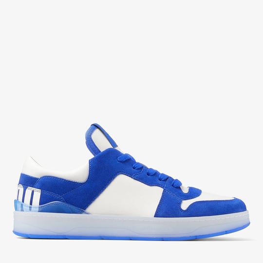 jimmy-choo-womens-blue-florent-m-logo-print-suede-low-top-trainers-6-5-1
