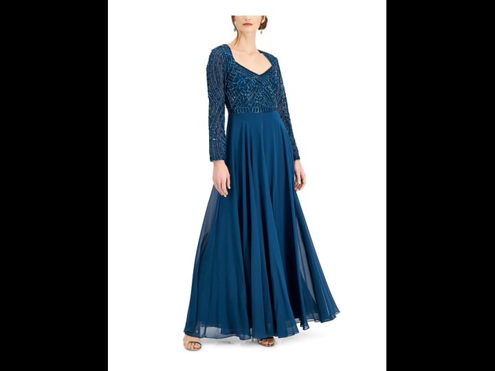 jkara-womens-teal-embellished-zippered-cutout-back-lined-long-sleeve-sweetheart-neckline-full-length-1