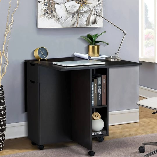 jomeed-folding-dining-kitchen-table-with-drawer-and-2-layer-storage-shelf-black-1