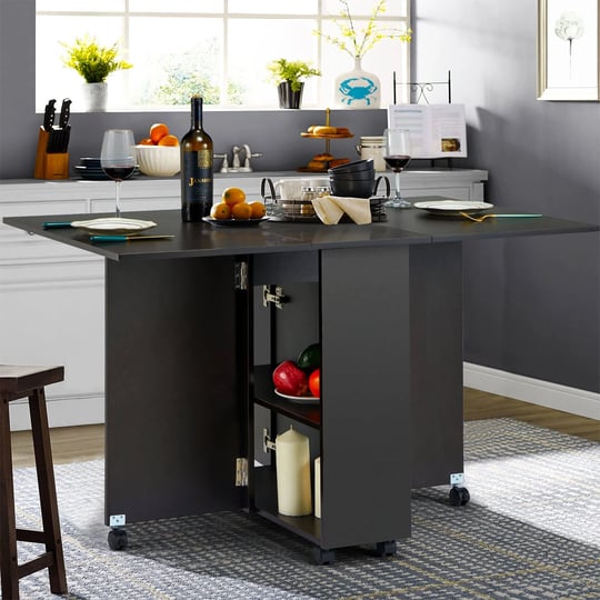 jomeed-folding-dining-table-with-6-wheels-drawer-and-2-layer-storage-shelf-drop-leaf-table-for-small-1