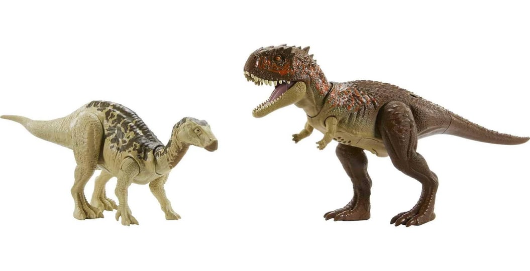 jurassic-world-survival-instincts-roarin-battle-pack-set-roar-strikers-iguanodon-skorpiovenator-acti-1