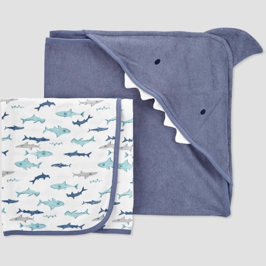 just-one-you-made-by-carters-baby-hooded-towel-pack-of-2-1-blue-hooded-1-white-shark-printed-bath-to-1
