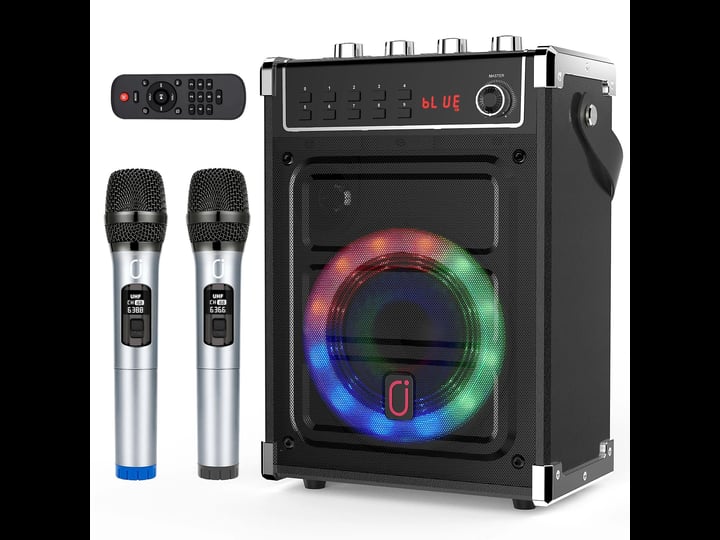 jyx-karaoke-machine-with-2-uhf-wireless-microphones-bass-treble-bluetooth-speaker-with-led-light-sup-1