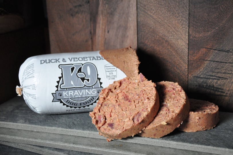 k-9-kraving-duck-vegetable-raw-dog-food-5lb-chubs-6ct-30lb-case-1
