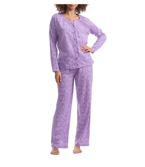 karen-neuburger-womens-cardigan-jersey-knit-pajama-set-floral-medallion-medium-1