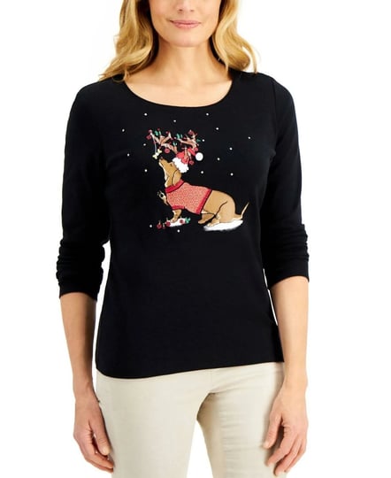 karen-scott-womens-black-embellished-long-sleeve-top-l-1