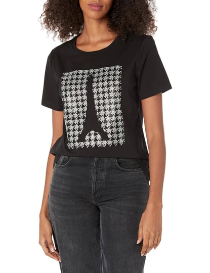 karl-lagerfeld-paris-womens-houndstooth-eiffel-tower-t-shirt-black-silver-size-l-1