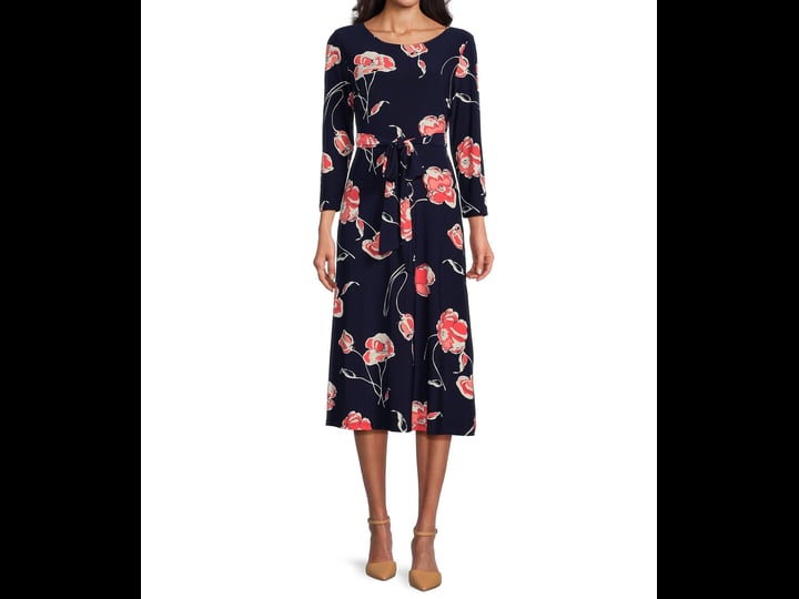 kasper-petite-size-floral-scoop-neck-34-sleeve-belted-a-line-midi-dress-pxl-1