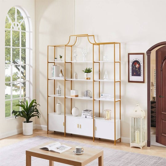 kelwunn-78-triple-wide-4-tiers-modern-bookcase-bookshelf-with-storage-cabinet-extra-large-easy-assem-1