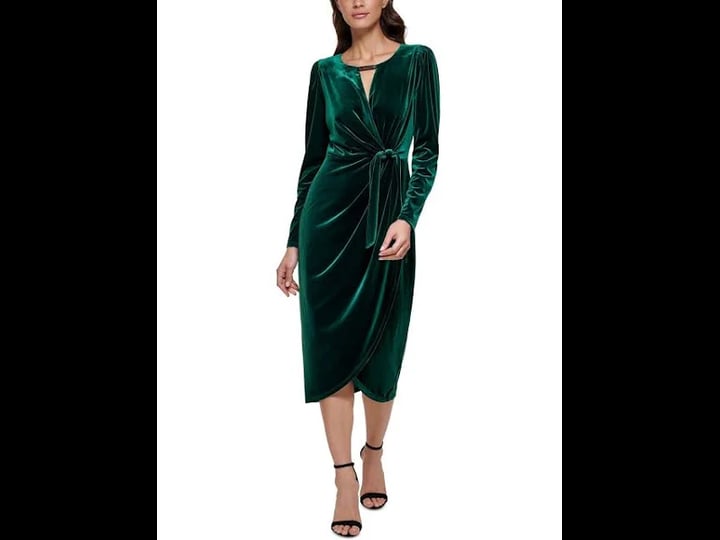 kensie-dresses-womens-velvet-tea-wrap-dress-green-15