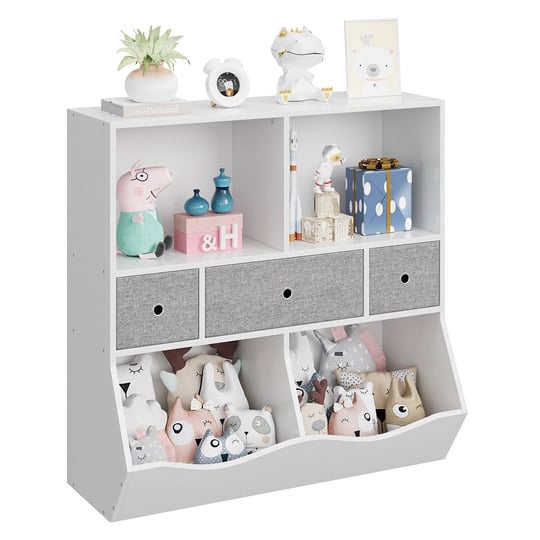 kids-bookshelf-and-toy-storage-organizer-with-3-movable-drawers-white-1