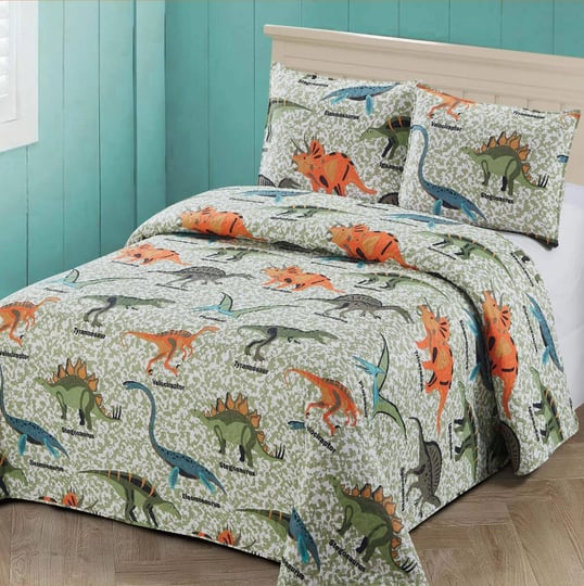 kids-zone-home-linen-2-pc-twin-size-quilt-bedspread-kids-teens-boys-dinosaurs-army-green-blue-orange-1