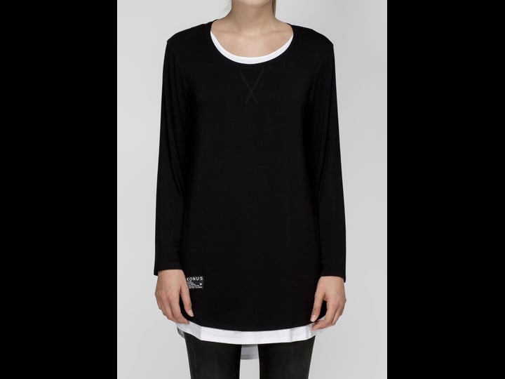 konus-womens-3-4-sleeve-tee-with-layering-detail-black-s-1