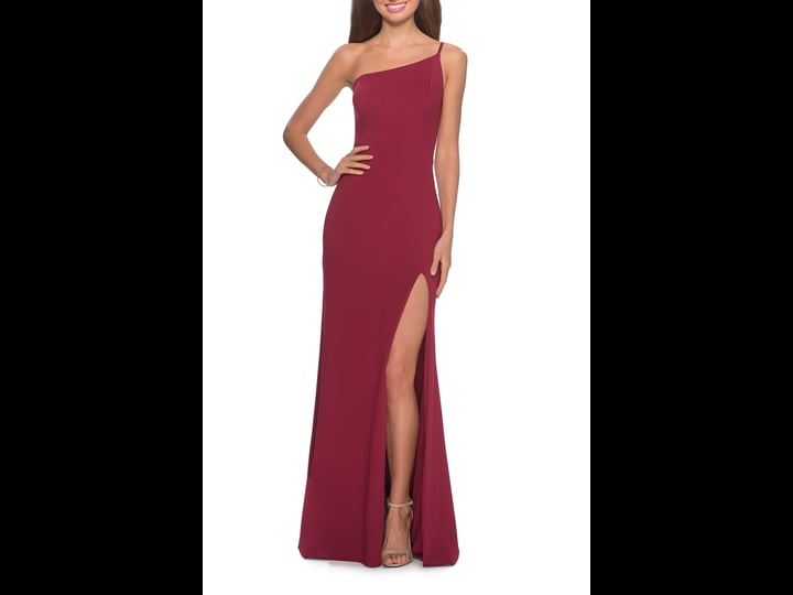la-femme-one-shoulder-long-jersey-homecoming-dress-red-1