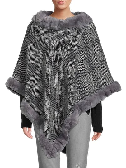 la-fiorentina-womens-faux-fur-plaid-poncho-grey-1