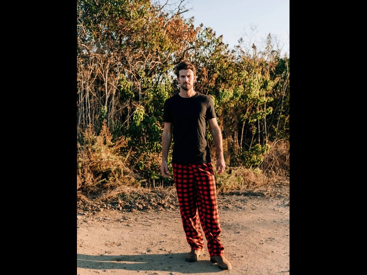 leveret-mens-fleece-pants-black-red-plaid-medium-mens-1