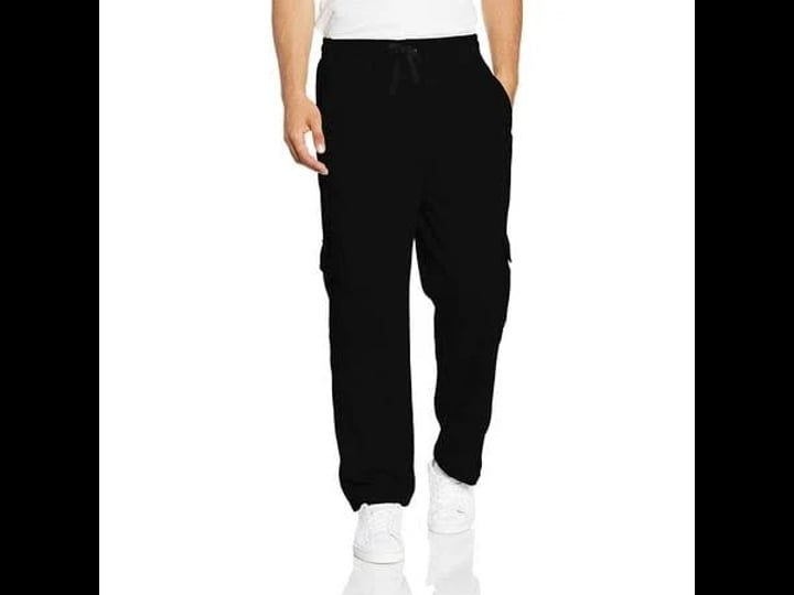 logan-martin-mens-heavy-fleece-cotton-blend-casual-plain-athletic-gym-sport-cargo-sweatpants-black-f-1