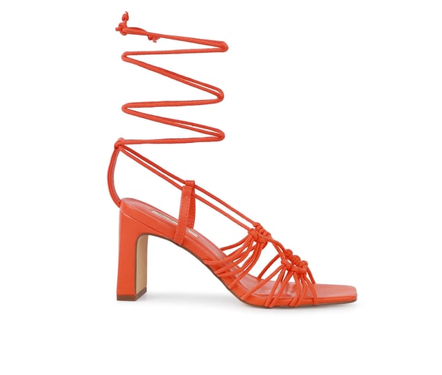 london-rag-strings-attach-sandal-womens-orange-size-6-heels-sandals-block-lace-up-1
