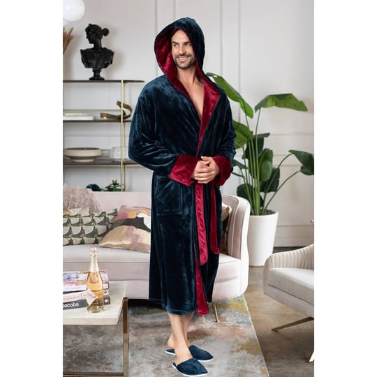 lotus-linen-mens-plush-hooded-robe-long-fleece-spa-bathrobe-for-men-mens-size-large-xl-blue-1