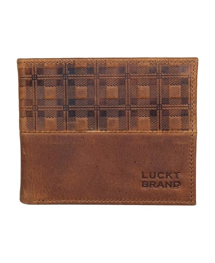 lucky-brand-mens-plaid-embossed-leather-bifold-wallet-brown-1