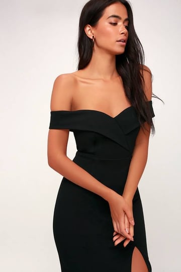 lulus-classic-glam-black-off-the-shoulder-bodycon-dress-size-medium-100-polyester-1