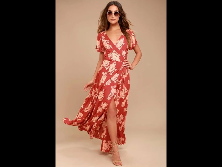 lulus-heart-of-marigold-rust-red-floral-print-wrap-maxi-dress-size-small-100-polyester-1