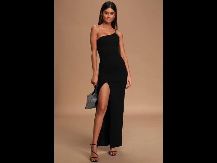 lulus-keeper-of-my-heart-black-one-shoulder-maxi-dress-size-medium-100-polyester-1