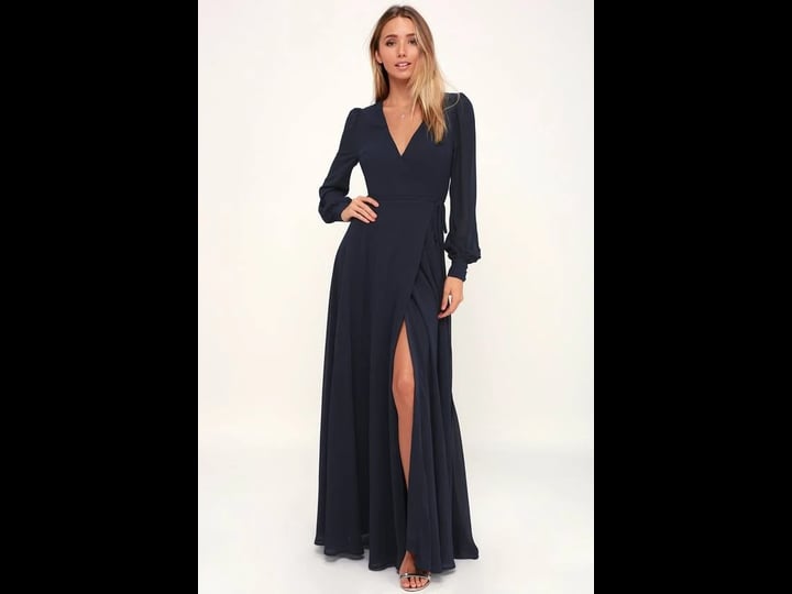 lulus-my-whole-heart-navy-blue-long-sleeve-wrap-dress-size-medium-100-polyester-1
