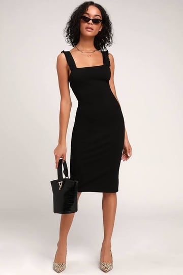 lulus-persuasion-black-ruffled-bodycon-midi-dress-size-large-100-polyester-1